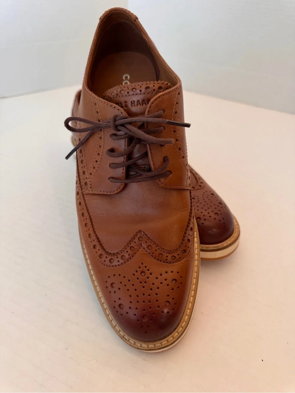 Cole Haan Men's Morse Grand Wingtip Oxford Shoes Chestnut Brown Size 8.5 Sneaker